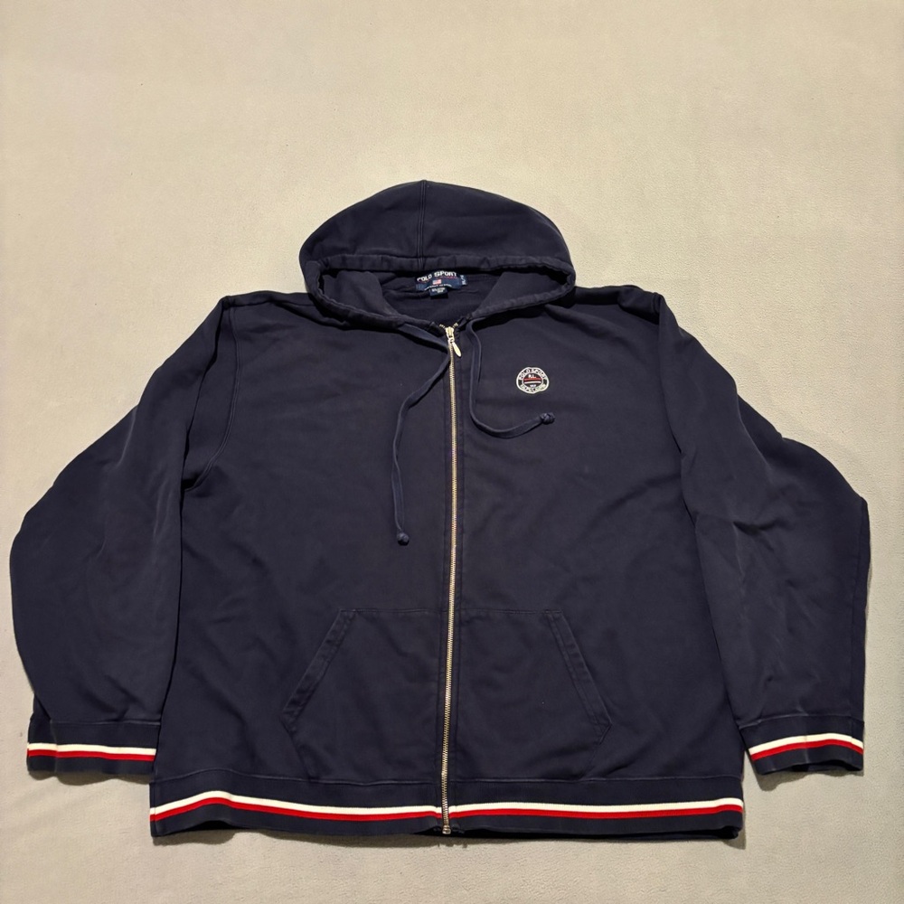 Polo Sport Ralph Lauren Hoodie Blue Navy Full Zip Casual Outdoor Fall Size XXL